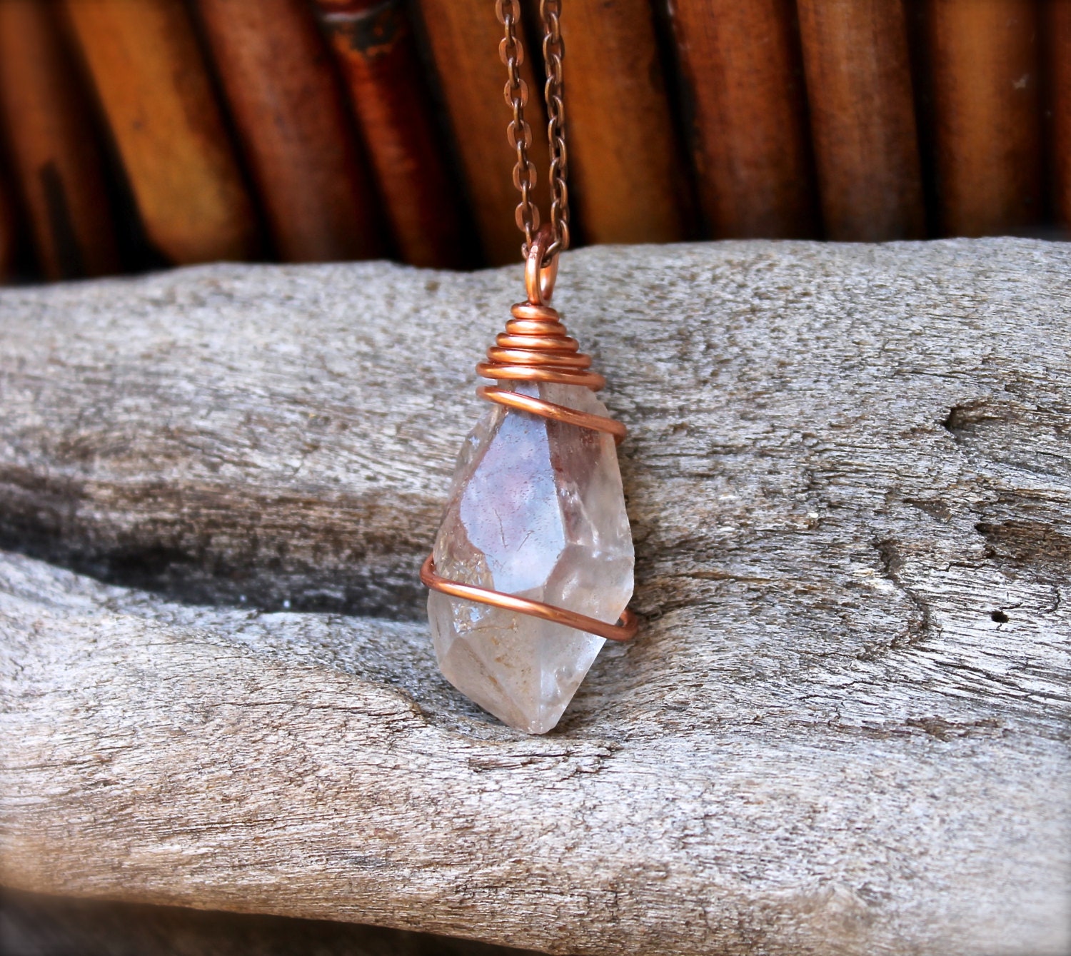 Quartz Crystal Necklace Natural Crystal by MermaidTearsDesigns