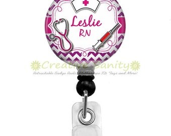 Personalized Nurse Retractable ID Badge Holder by CreativeSanity