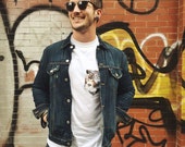 Cat fabric pocket shirt tshirt tee S/M/L/XL