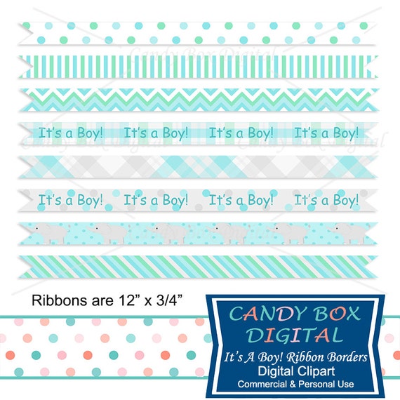 It's A Boy Ribbon Border Clipart Baby Boy Border Clip Art