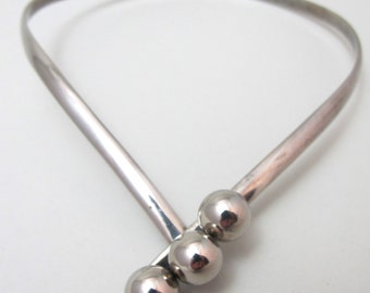 Vintage Silver Mexican Mod Choker Necklace