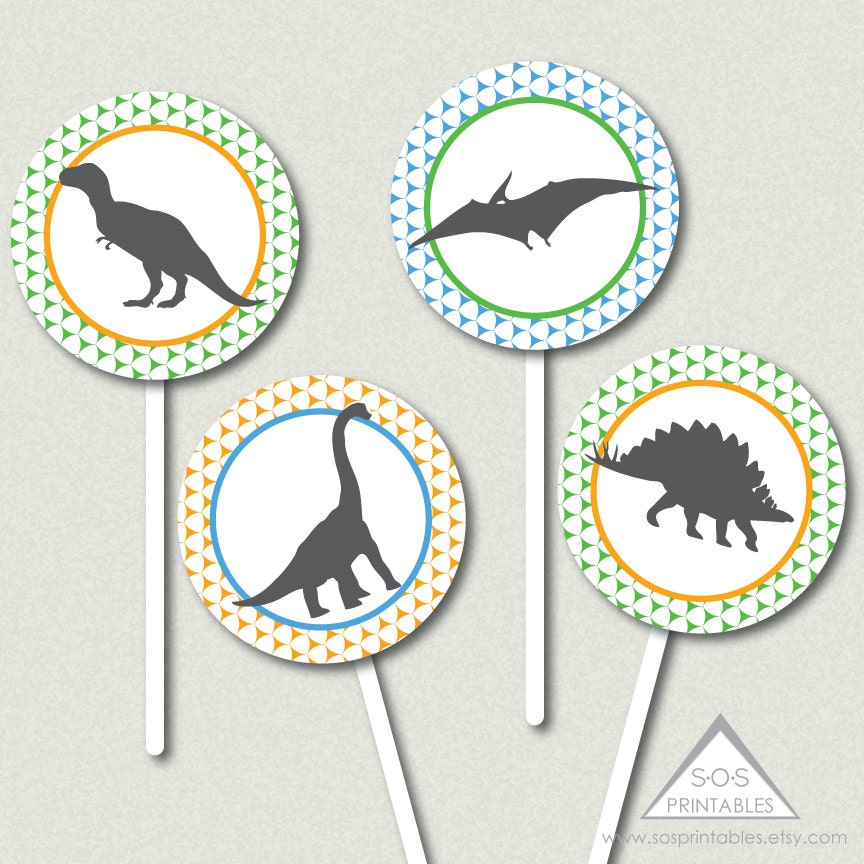Dinosaur Cupcake Toppers Dinosaur Birthday by SOSPrintables