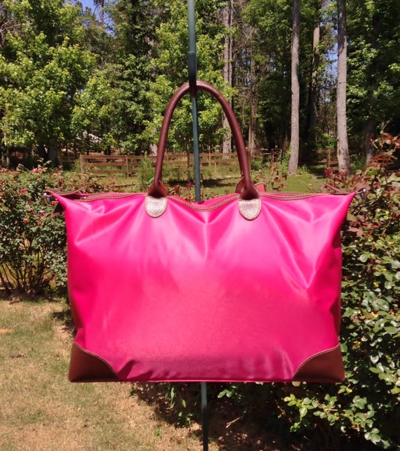 Pink Personalized Nylon Weekender CarryOn Gym Bag Tote