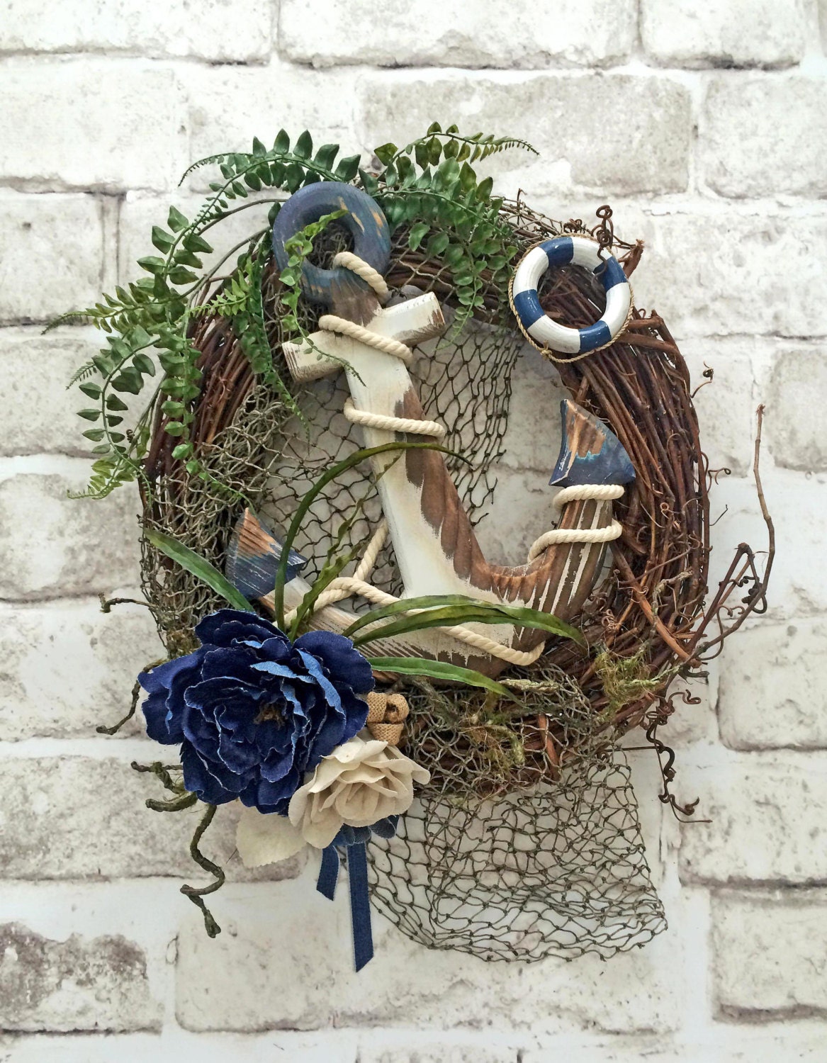 Nautical Wreath Front Door Wreath Anchor by AdorabellaWreaths