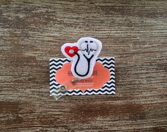 Nurse Badge Reel - ID Badge Reel - EKG - Stethoscope - Retractable Badge Reel Nurse Name Badge - Badge Reel- Nurse Badge Holder