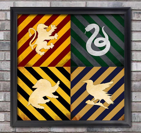 HARRY POTTER Inspired Art Hogwarts House by greyHEARTdesign