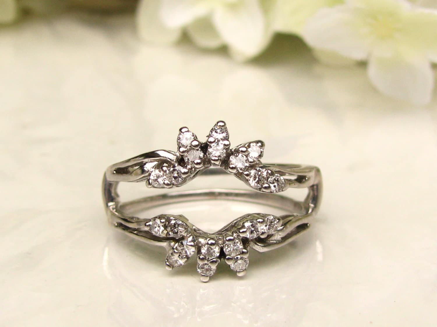 Vintage Diamond Enhancer 0.40ctw Diamond Wedding Ring Floral