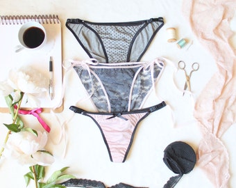 Lingerie Sewing Pattern Ohhh Lulu 1502 Nora Adjustable and Side Tie Panties and Thong Underwear PDF Instant Download Pattern