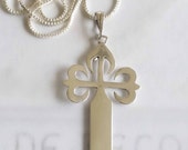 Necklace - Cross of St James the Greater 31x59mm - Sterling Silver with 18 inch Sterling Box Chain