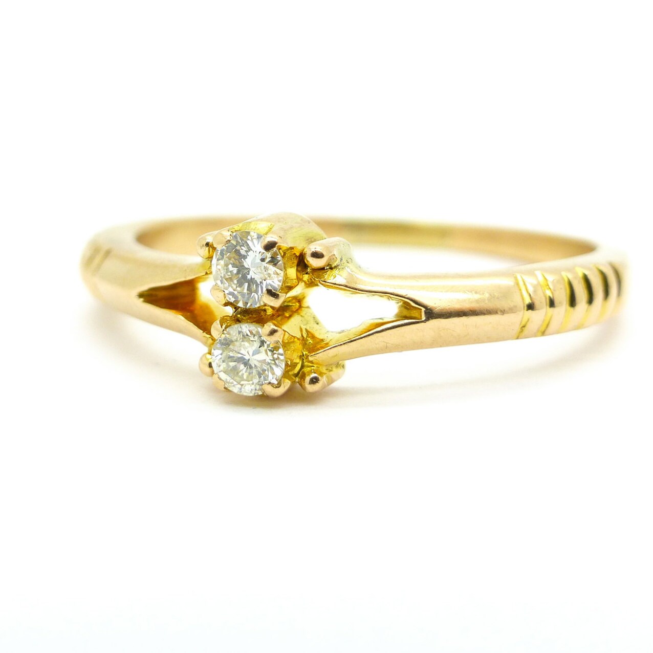 Antique engagement ring Diamond two stone 15ct by vintagejewelbox