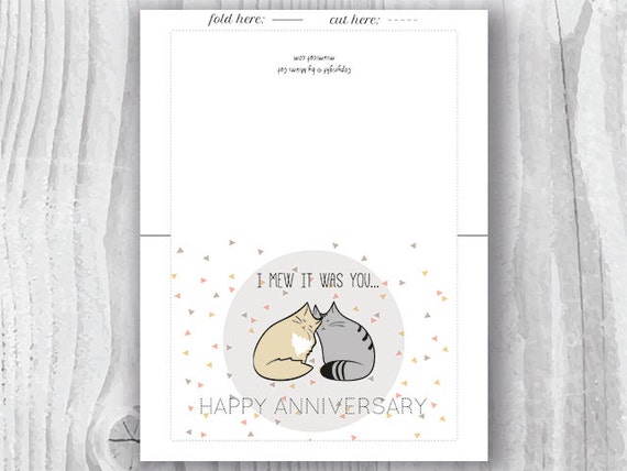 Anniversary Card Printable Anniversary Card by MiumiCatPrintables