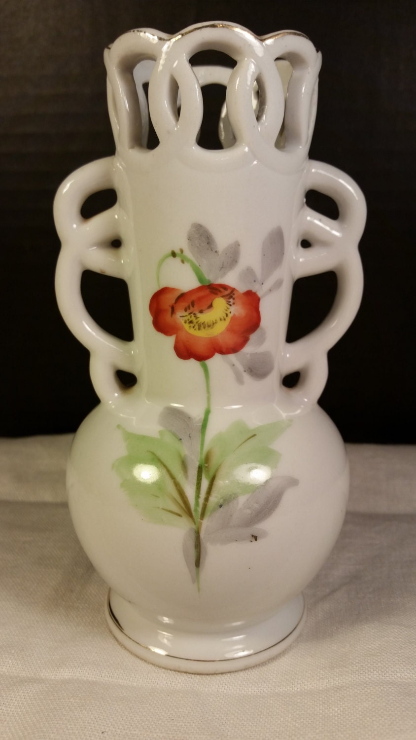 Ucago Occupied Japan Vase Vintage Pottery 3 Flowers Porcelain