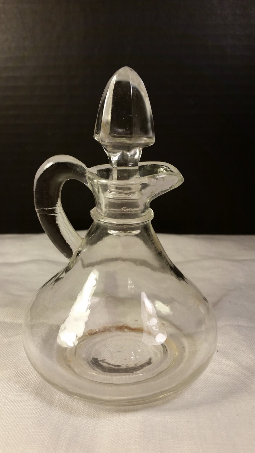 Clear Glass Cruet Oil and Vinegar Glass Jar Vintage Dispenser