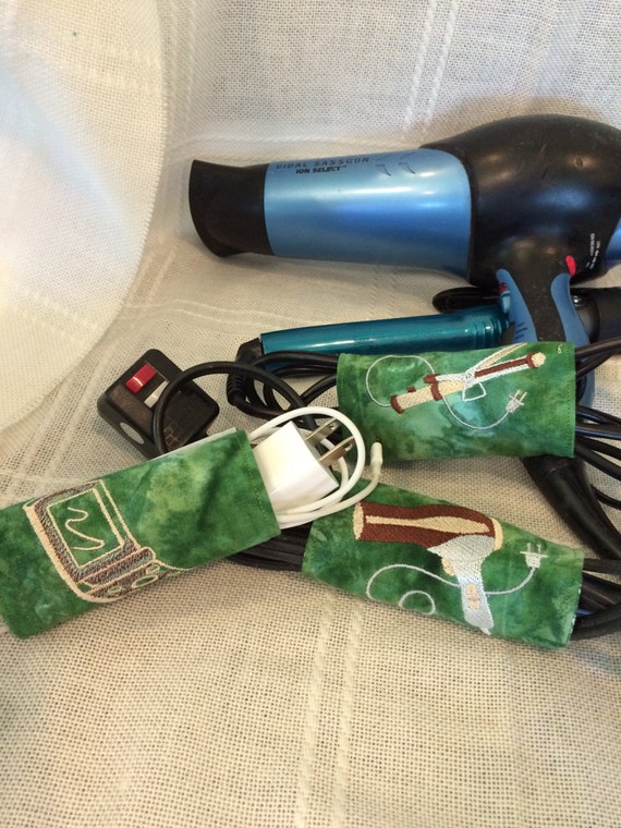 Embroidered Cord Wraps for Hair Dryer by GulfViewNeedleArts