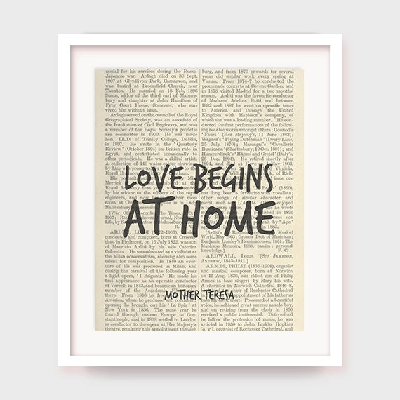 Home Decor Wall Art Mother Teresa Quote Love Begins At Home