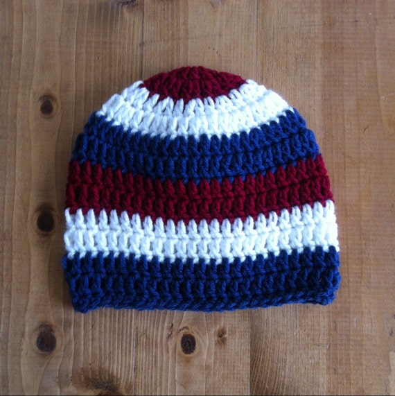 Red White and Blue Striped Beanie by LoveInPennsylvania on Etsy