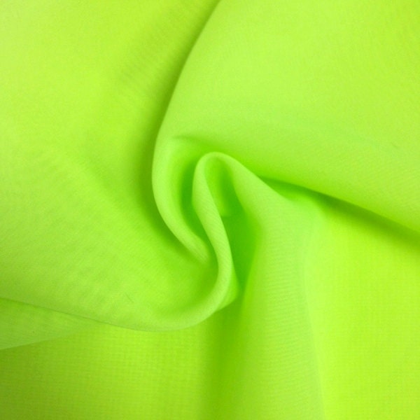 Neon Green Chiffon Fabric Polyester All Solid Colors Sheer 4285