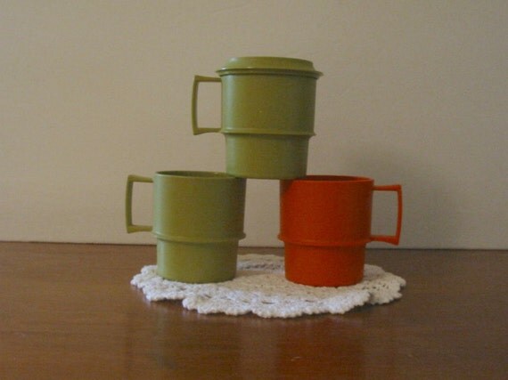 Tupperware vintage  tupperware Vintage  cups Two Three  and Coffee one coaster, cups Cups,