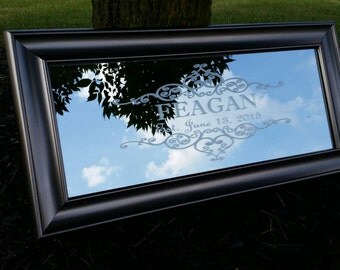 Custom Personalized Mirror, Large Mirror, Personalized Bar Mirror, Custom Engraved Mirror, Etched Bar Mirror, Custom Bar Mirror 12x24