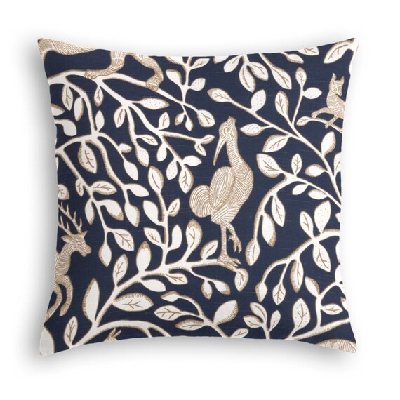 Navy Blue Throw Pillow. Animal Graphic Throw by DcoraPillows