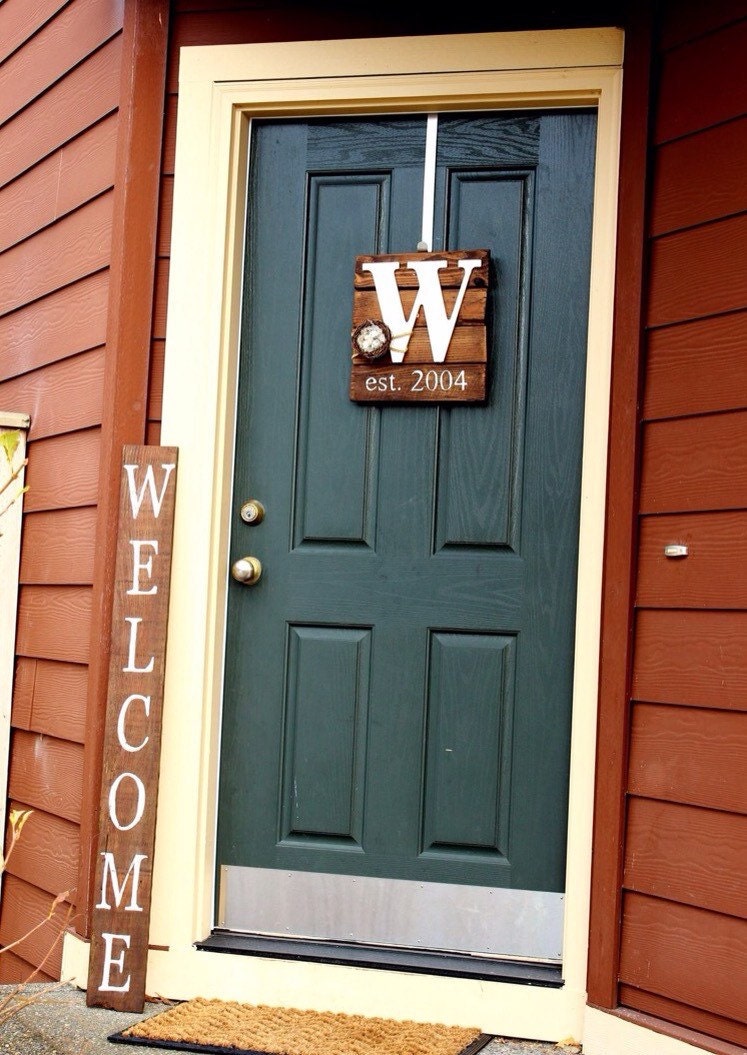Large reclaimed vertical wood welcome sign hand by ...
