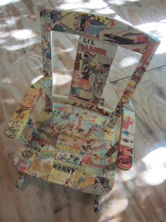 decoupage child's chair by Rocking Decoupage Children DustysAtticTreasures Chair in