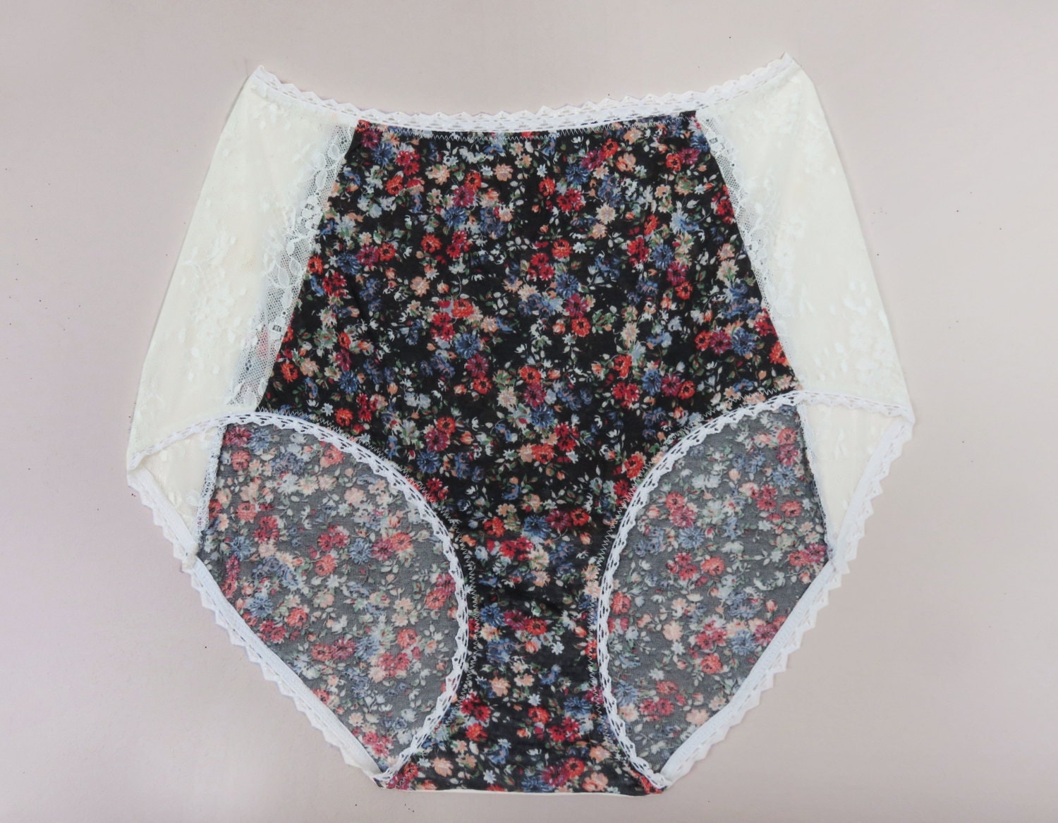 High waisted panties Floral cotton panties with by PetaleDeFleur