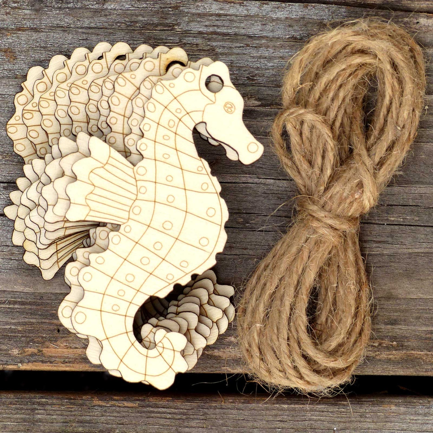 10 Wooden Seahorse Craft Shapes 3mm Plywood