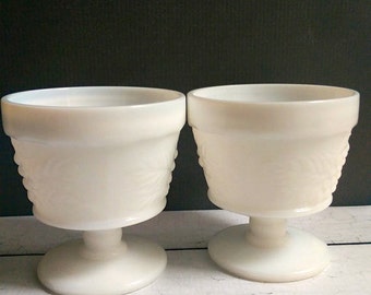 Milk Glass Ice Cream Dishes/ Milk Glass by VintageBrassRevival