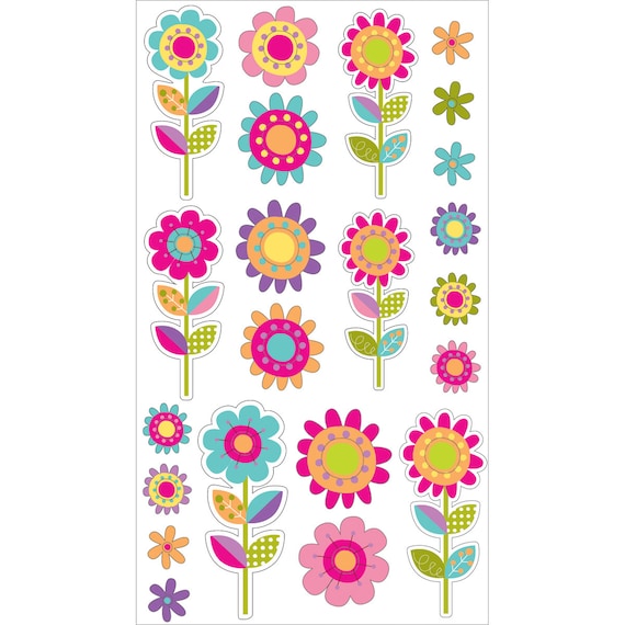 Sticko Scrapbooking Stickers Flowers by MyStickerCollections