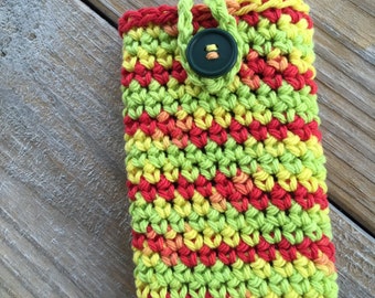 Crochet iPhone Phone Case, Tropical Colored Phone Case, Smartphone Cover, cell phone case, cell phone cover, ipod case, buttoned case