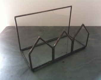 Minimalist home letter rack, new home gift, glass house storage ,letter holder, teacher gift, office decor , geometric house