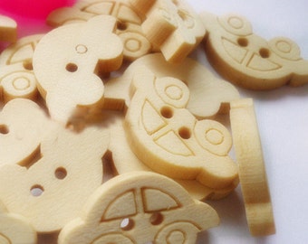 12pcs--Car Wooden Buttons, Blanched Almond (B31-1)