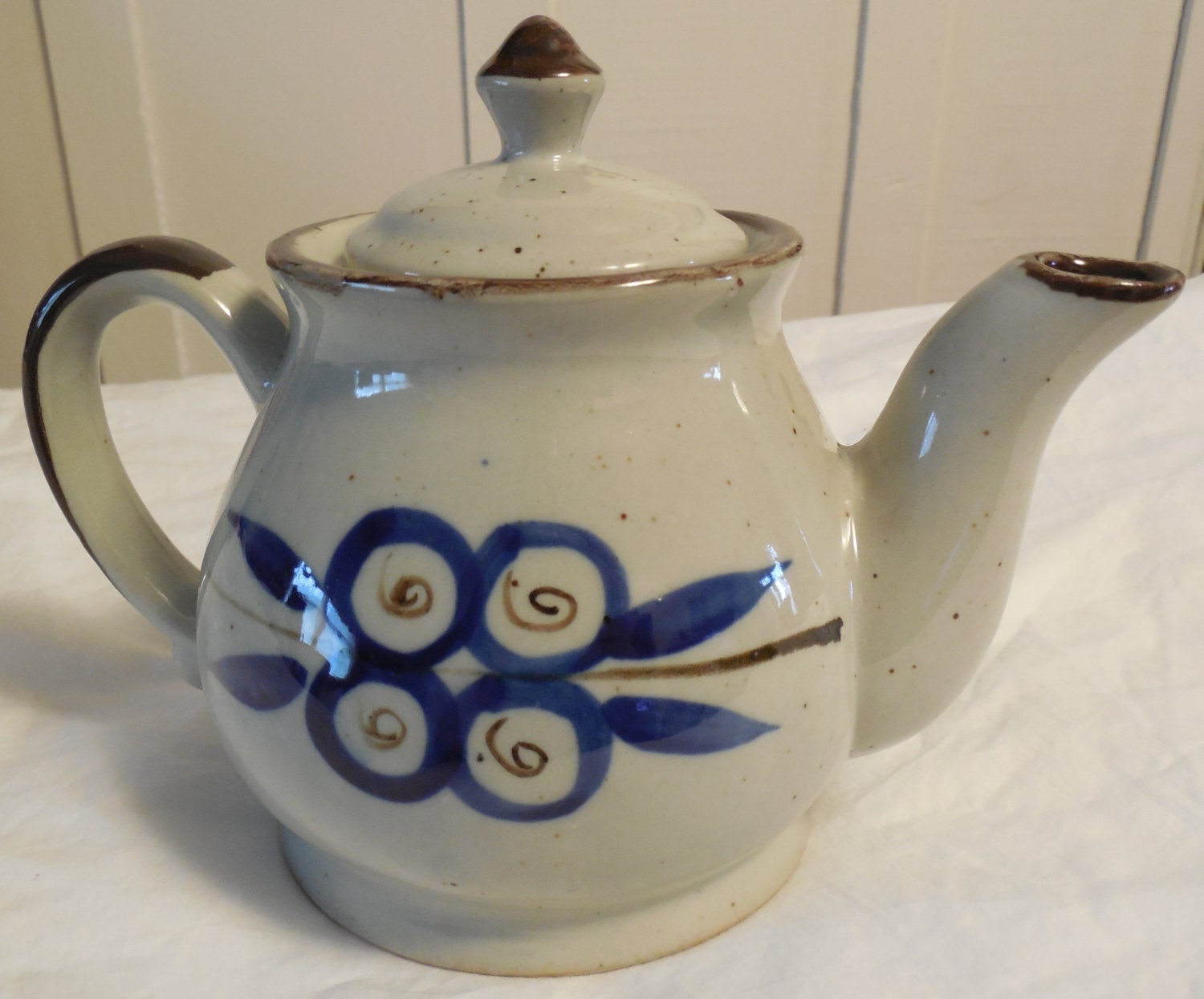blue ceramic teapot