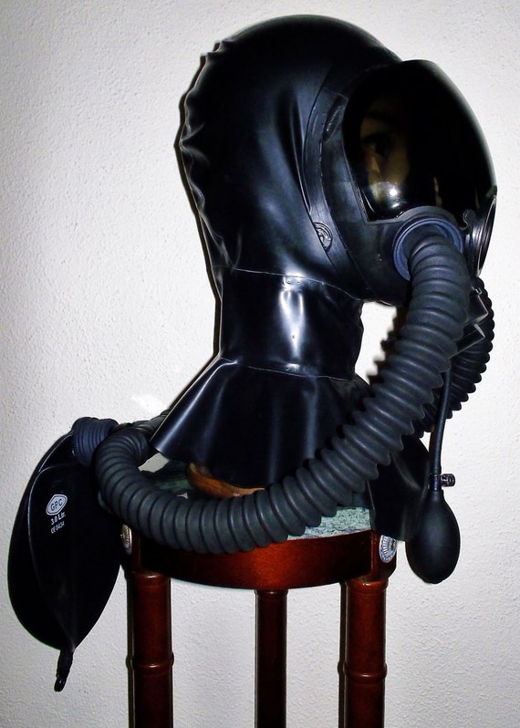 Fetish Heavy Rubber Latex Gas Mask Hood W Tinted Face Shield