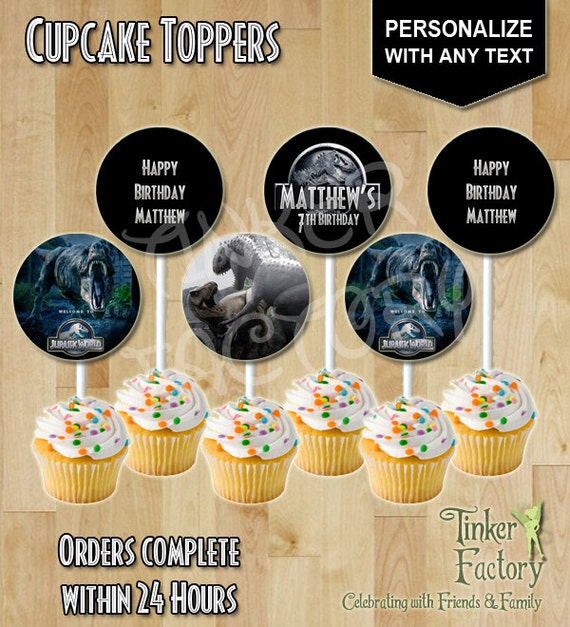 Jurassic World Birthday Party - Personalized Cupcake Toppers - Digital File - Printable - dinosaurs