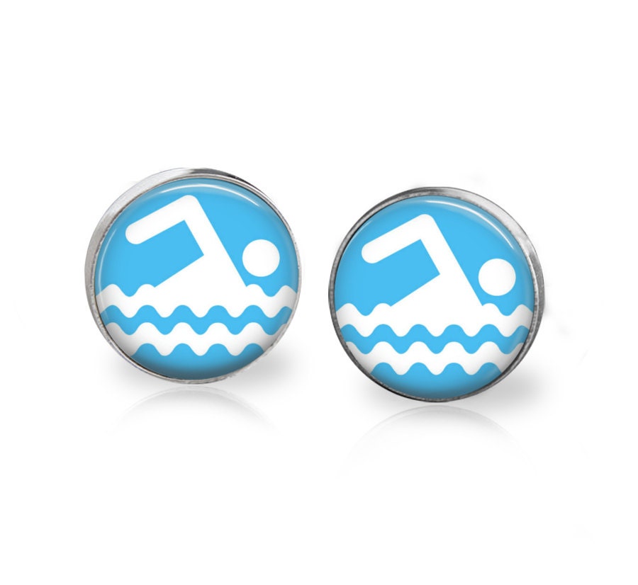 Swimming earrings. Gift for swimmer. 12mm earrings.