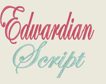 Edwardian Script Embroidery Font 4X4 Hoop- 2 Sizes Alphabets Font and Numbers, Script Font for Embroidery 4x4 embroidery font.Machine Font