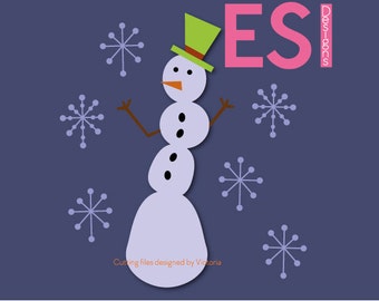 Snowman SVG, DXF, EPS, cutting files, use with Silhouette Studio and Cricut Design space. Christmas svg files, winter svg files.