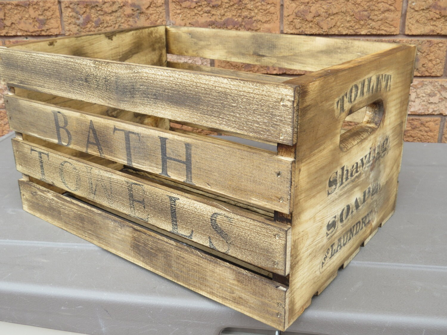 WOOD CRATE/personalize for free/bathroom by kimburcreations