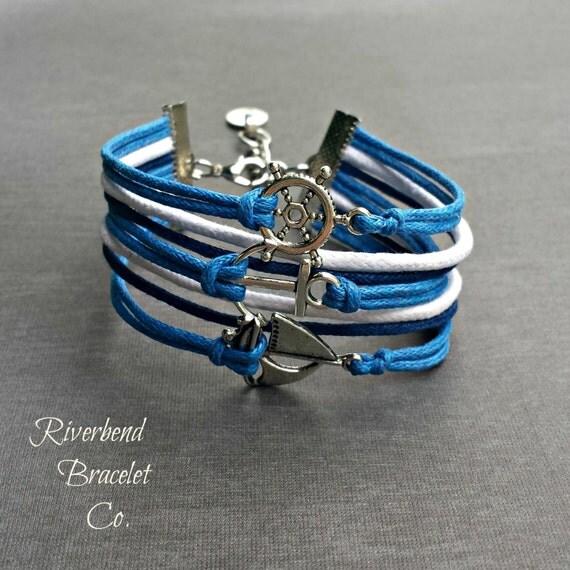 Sailing Jewelry Anchor Bracelet Nautical by RiverbendBraceletCo