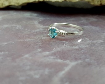 SALE! London Blue Topaz Ring, Sterling Sivler Ring, Prong Ring, Gemstone Ring, Birthstone Ring,Promise Ring,Gift For Her