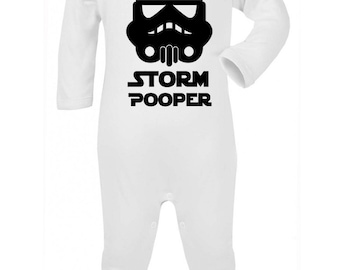 Baby Romper "Storm Pooper" Star Wars, Storm Trooper Parody Baby suit / Bodysuit / Sleep Suit