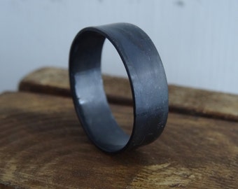 FREE SHIPPING - black minimalist men's ring - Simple minimal oxidized silver men's band ring - Oxidized black minimal men's band ring