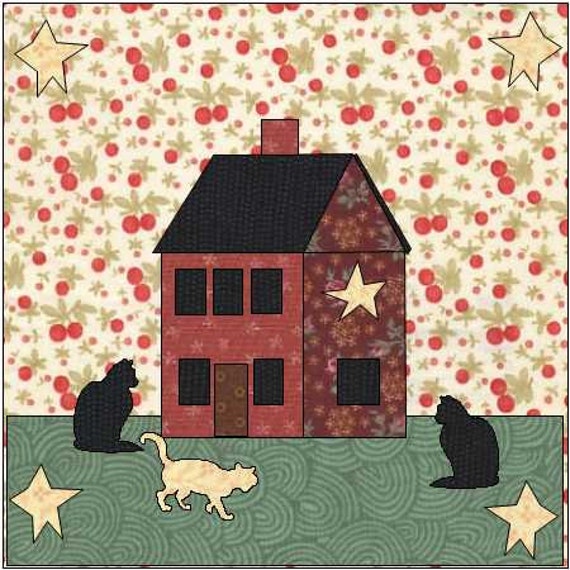 House Appliqué Pattern Cat Pattern Whimsical House Quilt