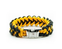 Bracciale Tattico In Paracord 550 Nero Con Fibbia - Fatto A Mano, Resistente Fino A 550 Libbre