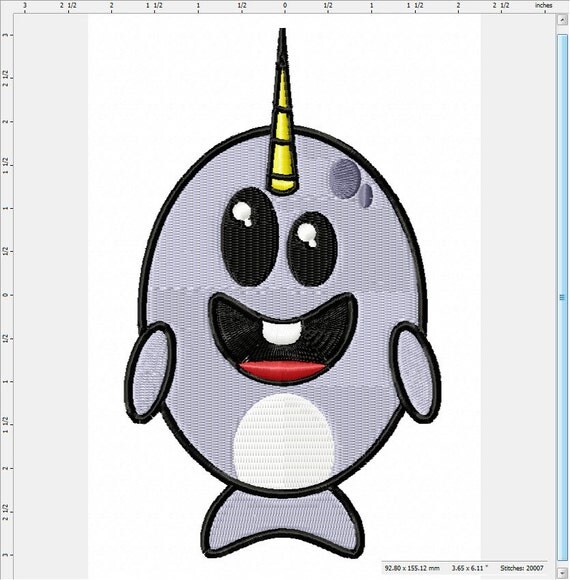 Cute narwhal machine embroidery design by lightsoutcreations Cute narwhal machine embroidery design by lightsoutcreations