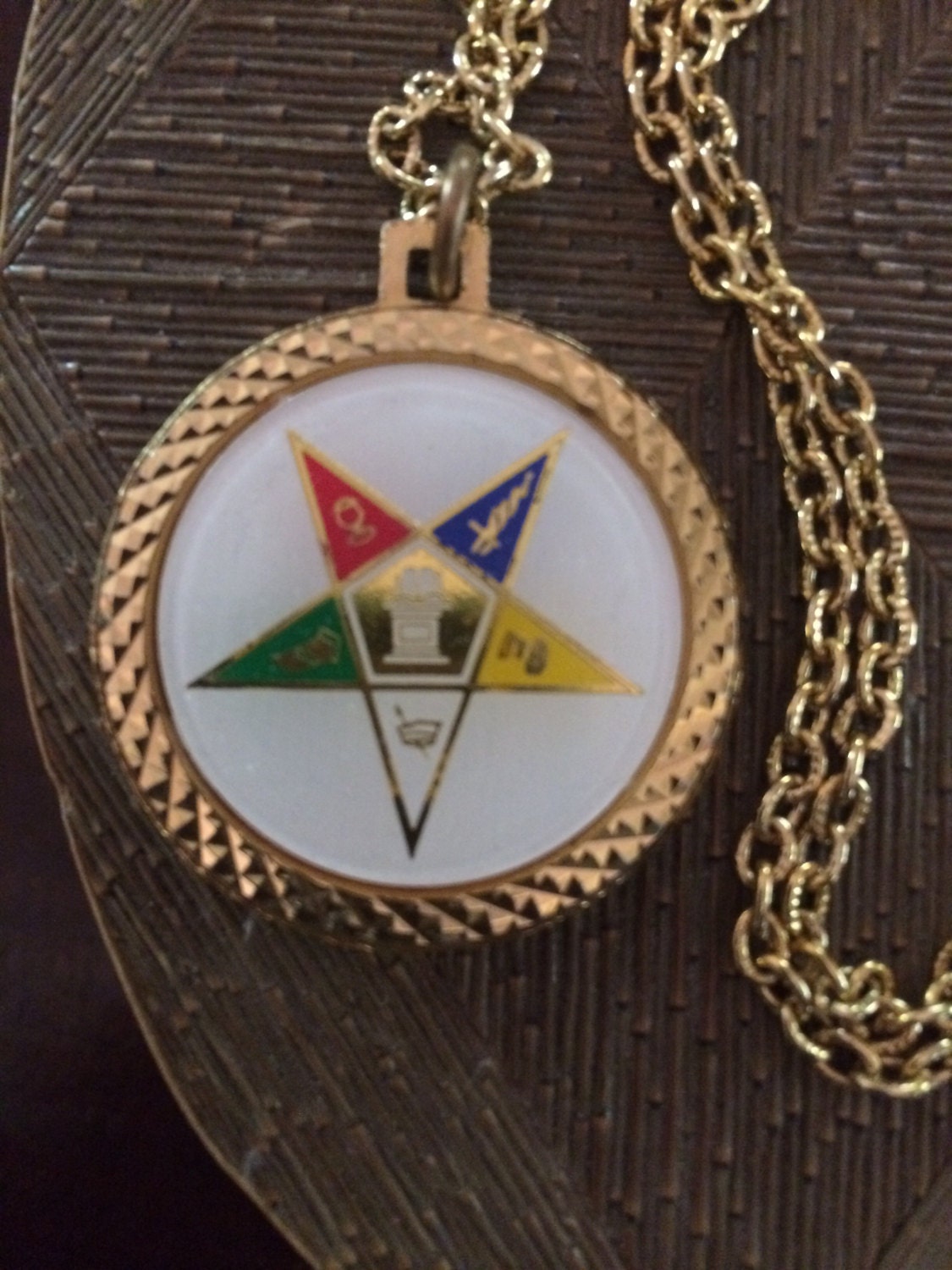 Vintage Eastern Star two sided. Pendant with Gold Coin