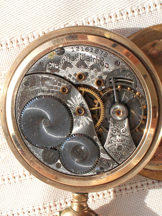 Mens Pocket Watch Elgin 17 Jewels Antique by AmericanVintageAve