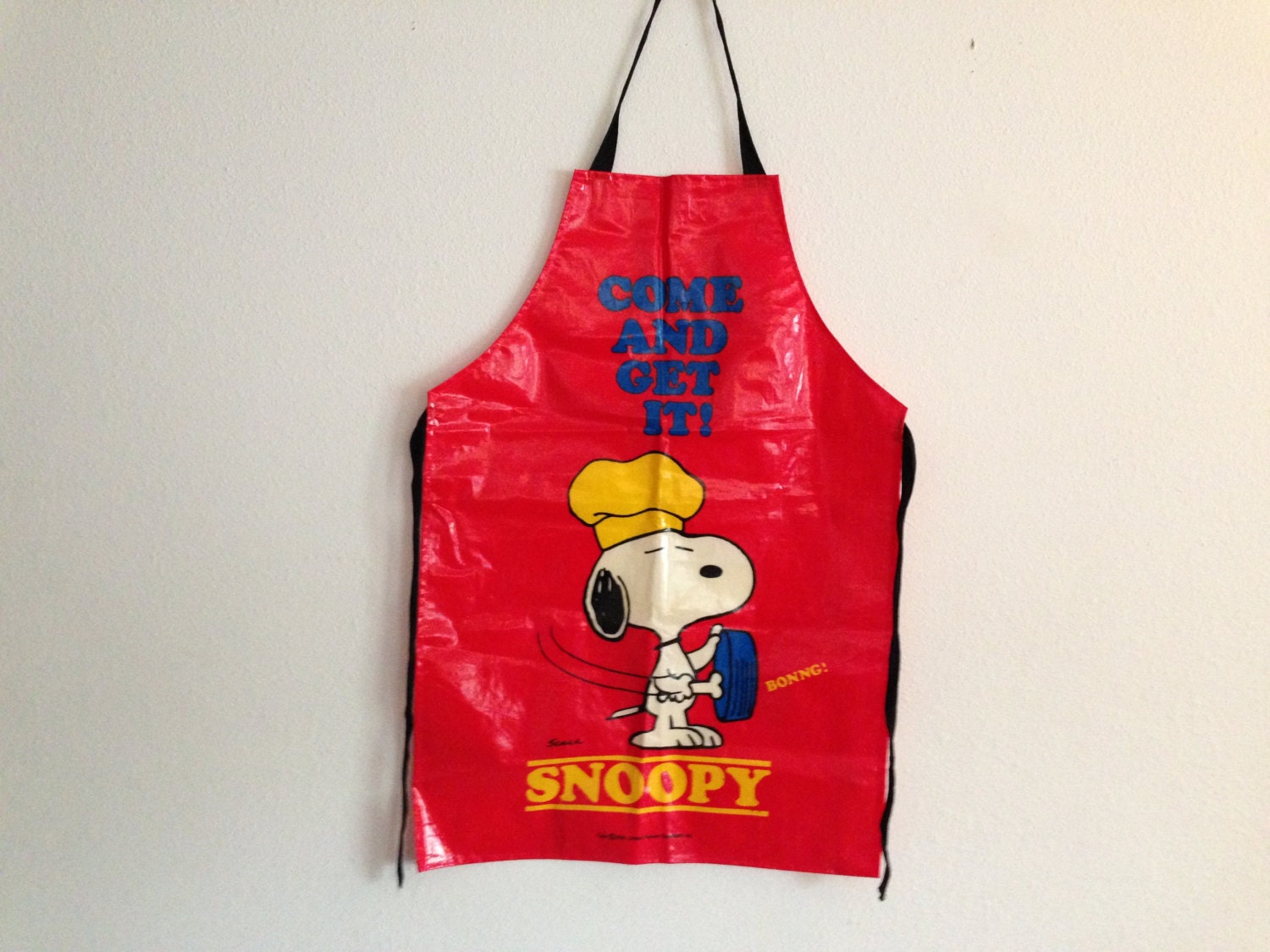 Vintage Peanuts Snoopy Vinyl Apron Come and Get It